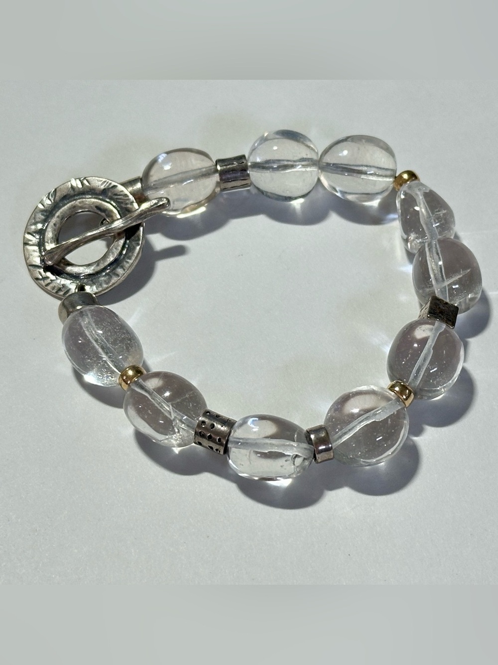 Rare HTF Silpada Bracelet Clear Nugget Beads & 926 Sterling Silver Toggle Clasp